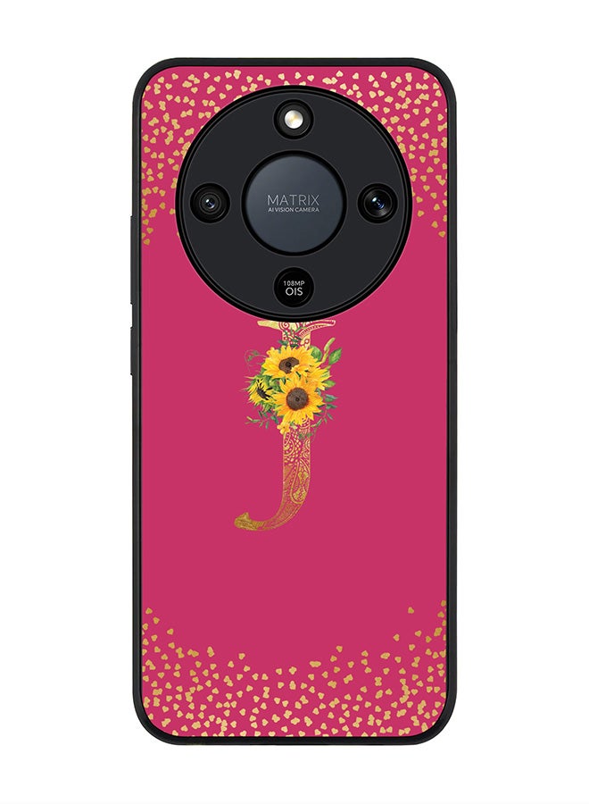 For Honor X9d / Magic8 Lite / X70 Case,Slim fit Camera Protection, Shockproof Thin Phone cover  - Custom Floral Monogram - J ( Deep Pink )